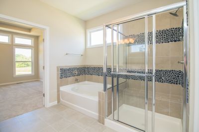 Finished Shower with Glass Doors
